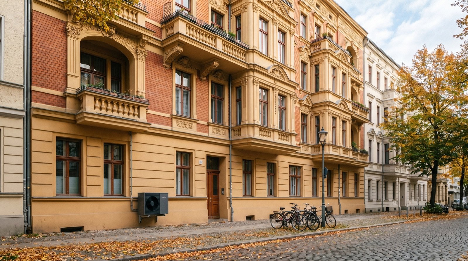 Berliner Altbau Mehrfamilienhaus mit Wärmepumpe – dokumentarische Aufnahme