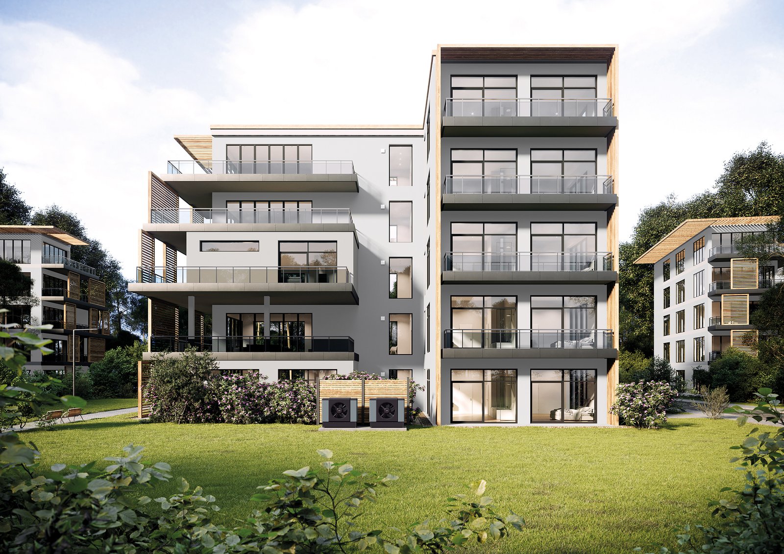 Modernes Mehrfamilienhaus mit Luft-Wasser-Wärmepumpen in Berlin